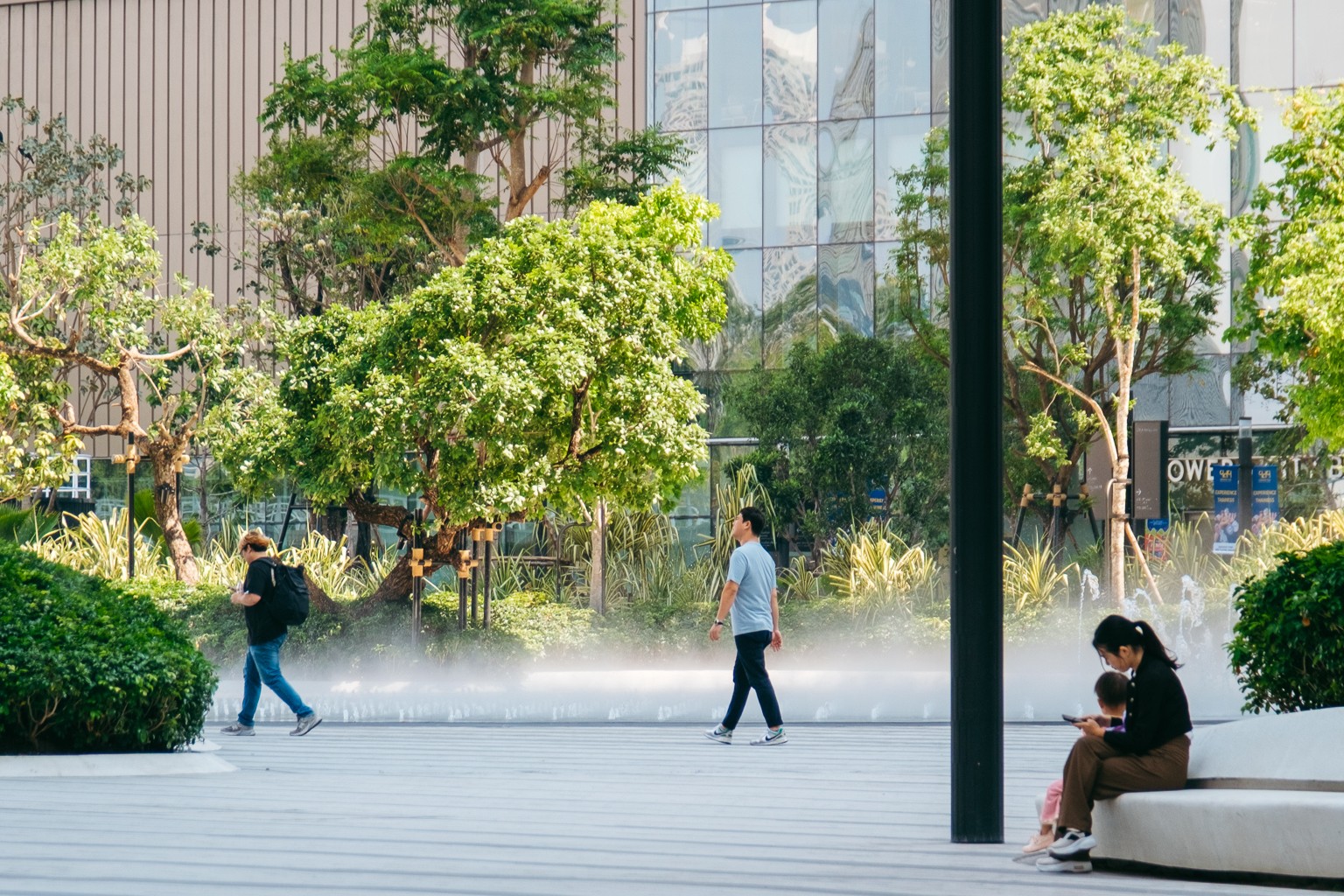 Air purifying plants in a public park in the heart of the city.