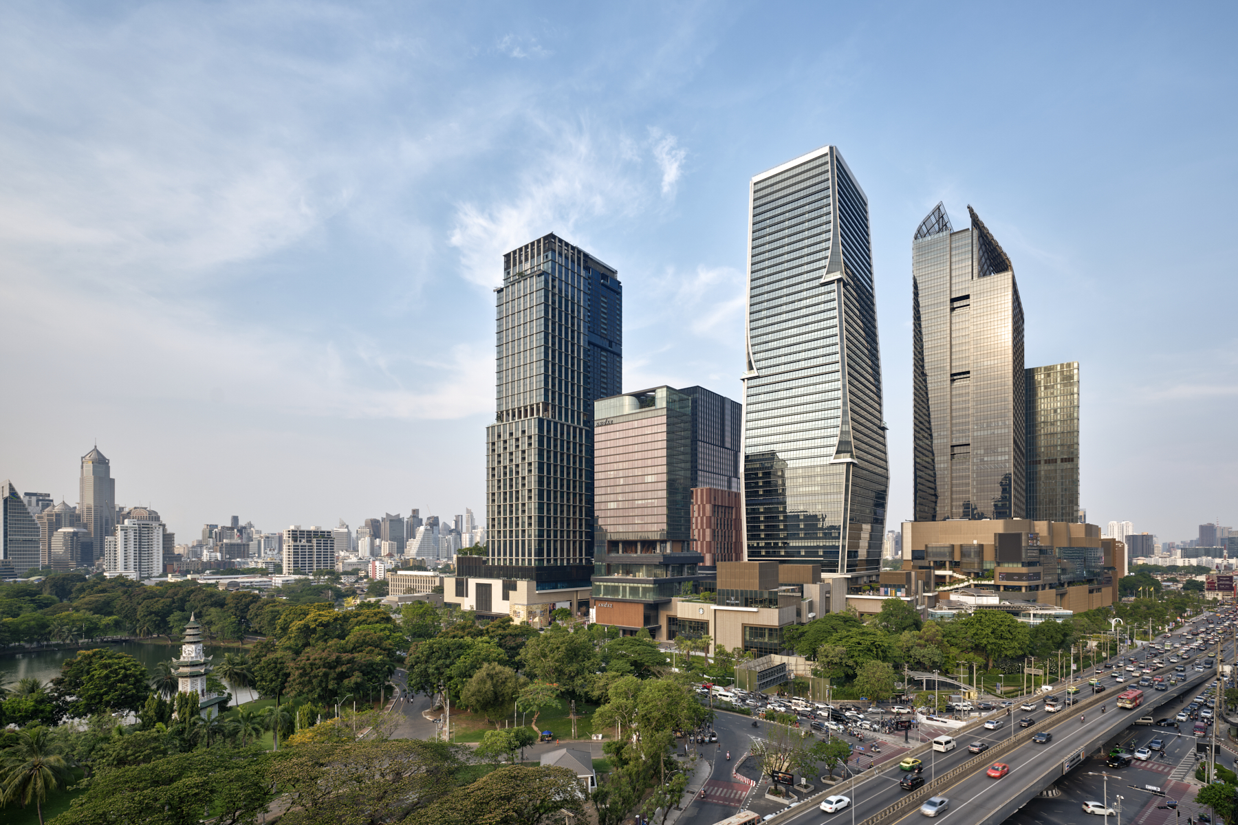 Close-up of One Bangkok architecture, a landmark in Bangkok buildings