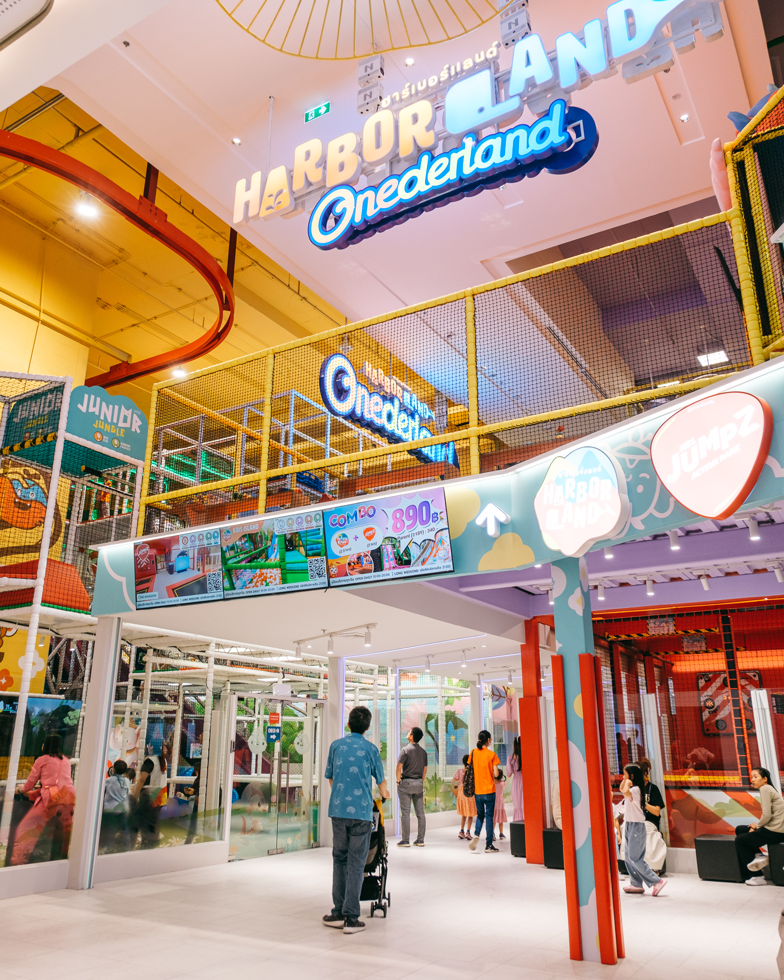 A family spending quality time at One Bangkok’s kids play area