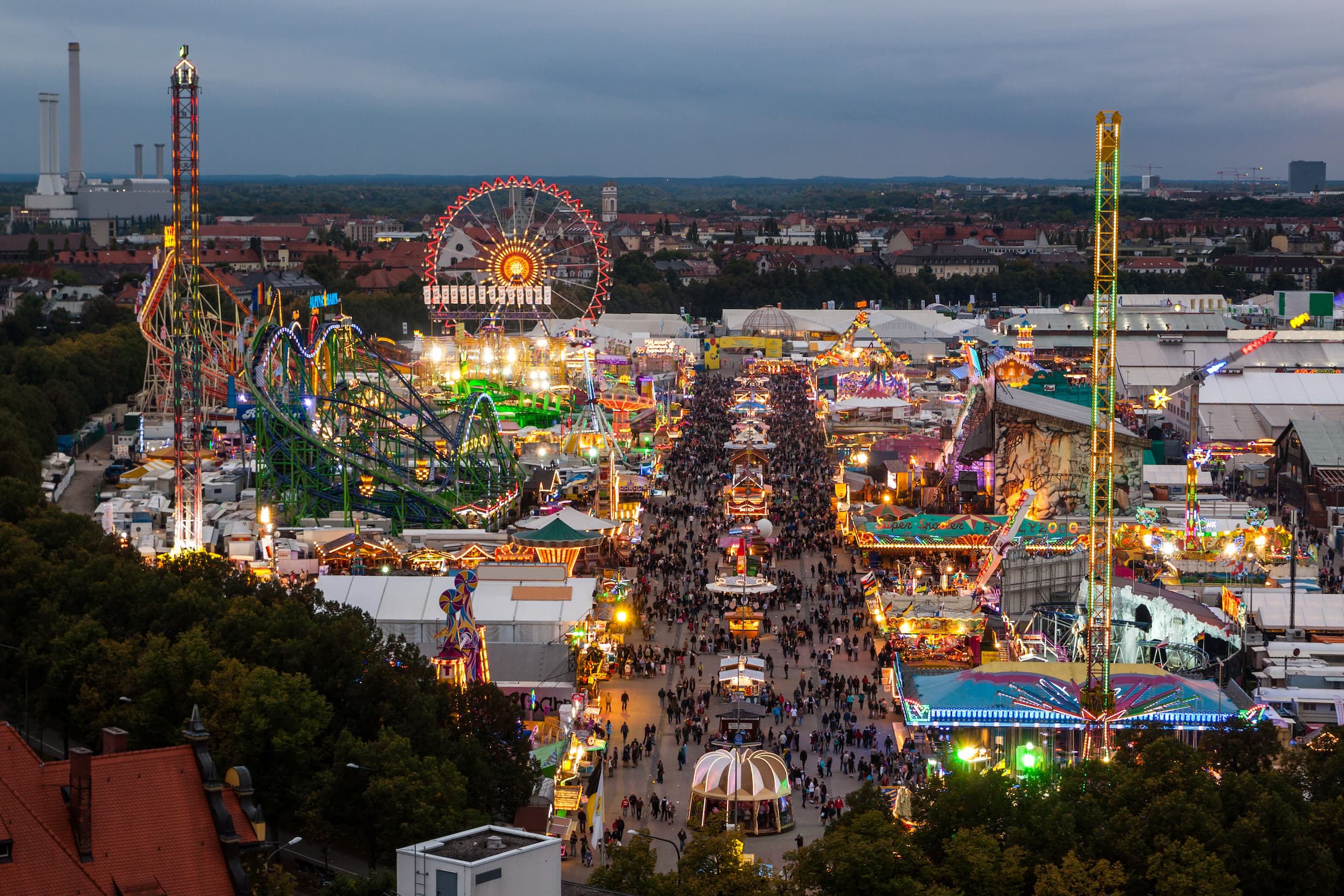 People enjoying themselves at the Oktoberfest festival.
