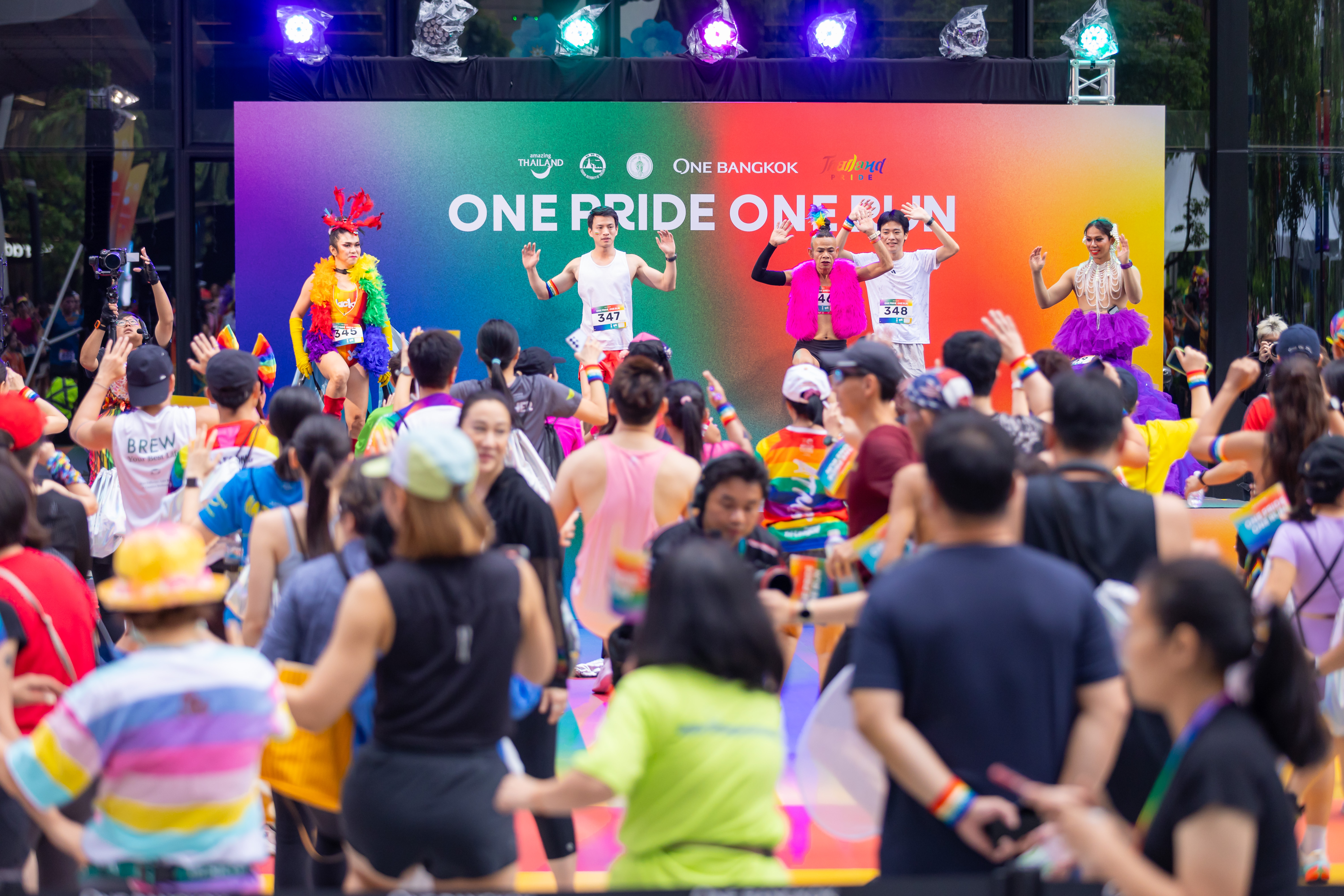 LGBTQ+ community celebrating colourful Bangkok Pride month.
