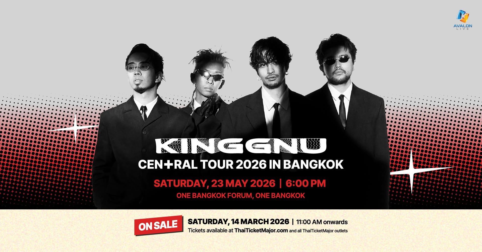 King Gnu CEN+RAL Tour 2026 in Bangkok!