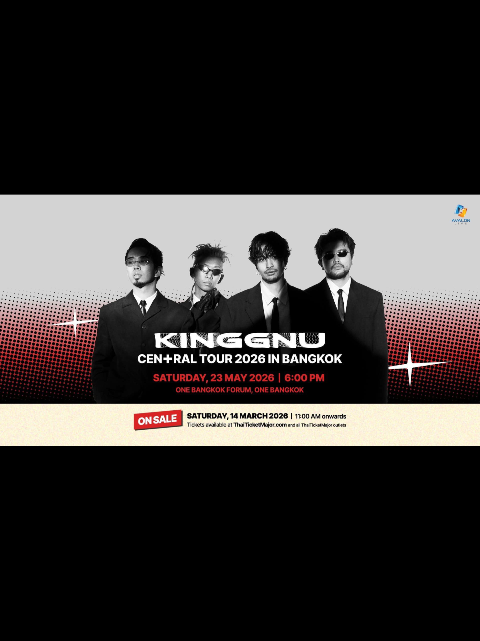 King Gnu CEN+RAL Tour 2026 in Bangkok!