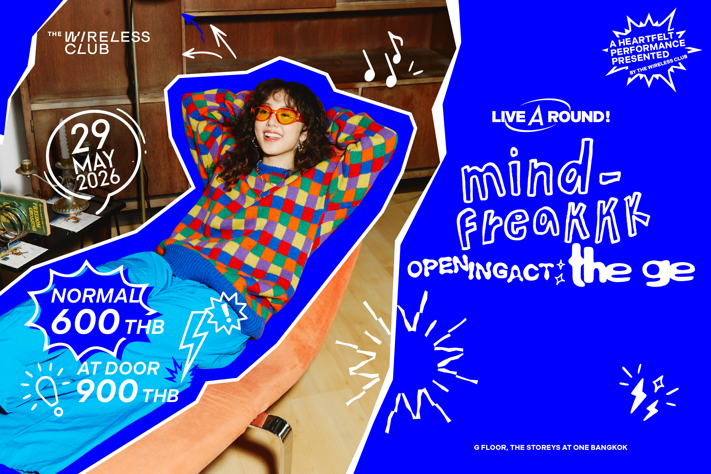 mindfreakkk (มายฟรีก) หรือ มายด์—กษิรา พรนภดล คือศิลปินอิสระ นักร้อง นักแต่งเพลง และนักแสดง ที่เราคุ้นเคยจากผลงานเพลงที่มีซาวด์ผสมผสานดนตรีแนว Syth-pop, Indie-pop และ City-pop เพลงของเธอมุ่งสำรวจ และสะท้อนเรื่องราวภายในจิตใจ การเยียวยาหัวใจตัวเอง ผ่านเนื้อเพลงที่ลึกซึ้ง ตัดกับเมโลดี้ที่ฟังง่าย และติดหู สร้างอารมณ์ร่วมได้อย่างทรงพลัง มาแสดงที่ วัน แบงค็อก
